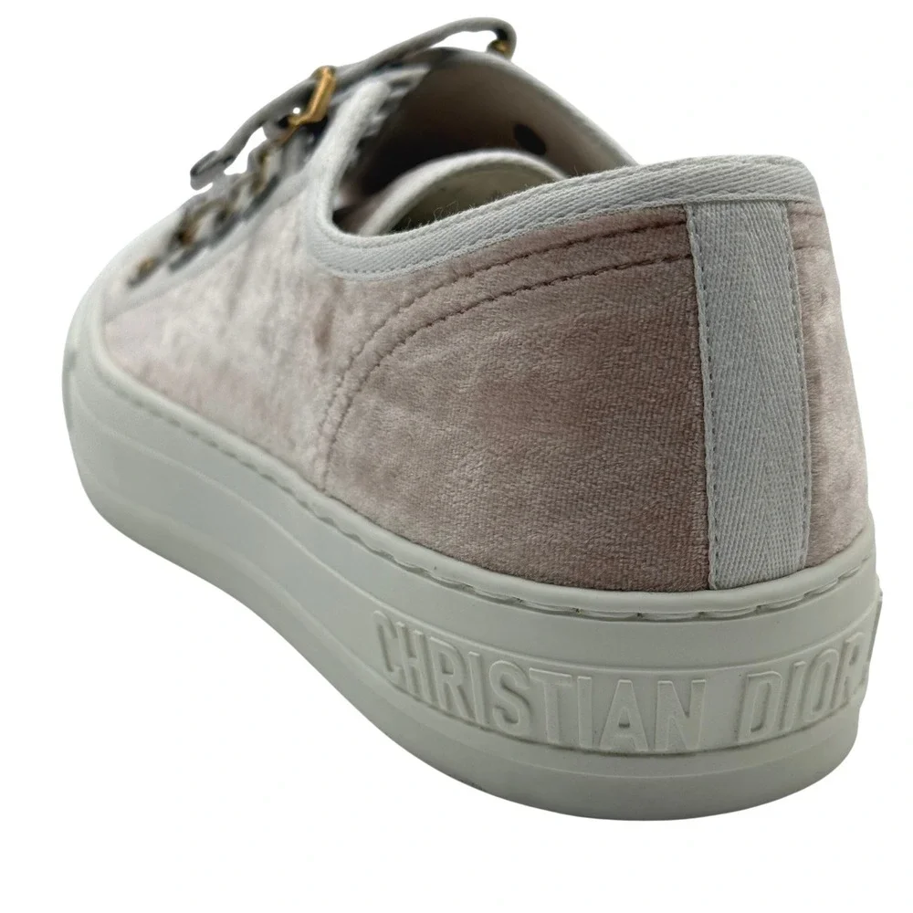 Christian Dior Walk'n'Dior Women's Size 7.5 EU 38.5 Pink Velvet Low Sneakers NEW
